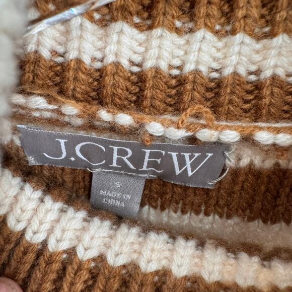 J. Crew Cable-Knit Mockneck Pullover in Stripe with Jewel Buttons Size Small - Picture 4 of 6